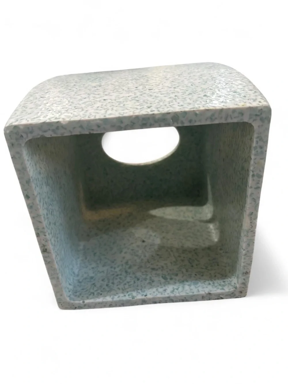 Faux Terrazzo Speckled Tissue Box Cover Blue Green Stone Postmodern MCM